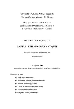 Mesure de la qualité dans les réseaux informatiques