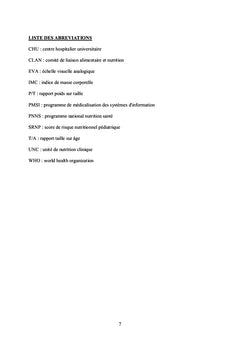 Evaluation de l'état nutritionnel des enfants