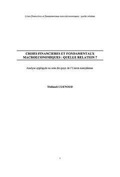 Crises financières et fondamentaux macroéconomiques, quelle relation?