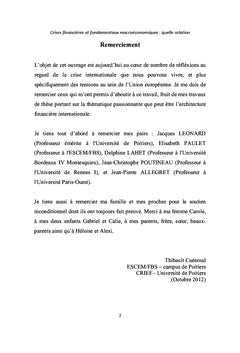 Crises financières et fondamentaux macroéconomiques, quelle relation?