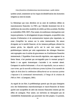 Crises financières et fondamentaux macroéconomiques, quelle relation?