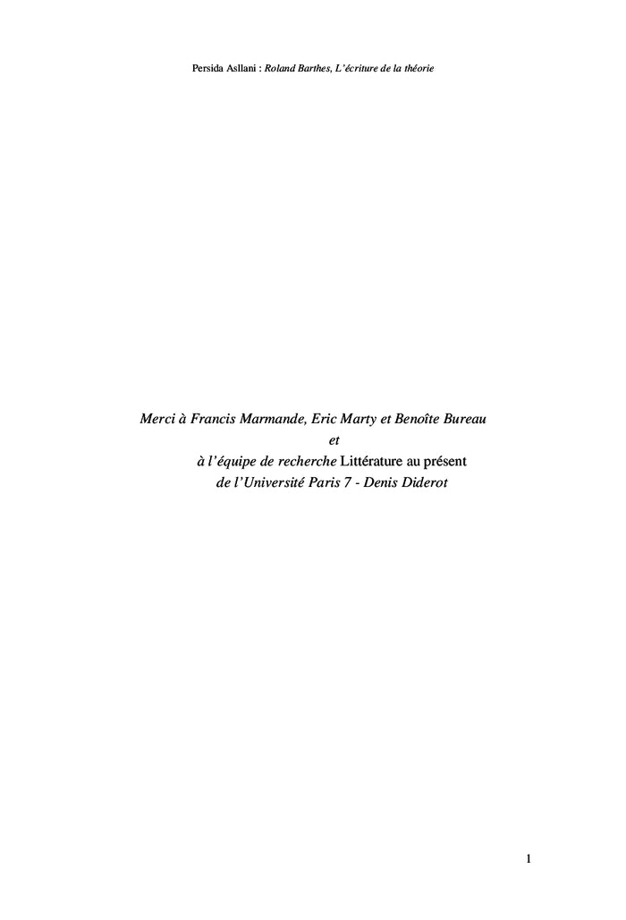 Roland barthes, l'écriture de la théorie