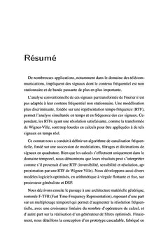 Contribution à la conception de systèmes d'analyse temps-fréquence
