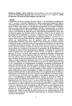 Sauvetage in vitro d'embryons globulaires dans le genre phaseolus