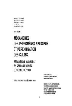 Mécanismes des phénomènes religieux et pérennisation des cultes