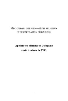 Mécanismes des phénomènes religieux et pérennisation des cultes