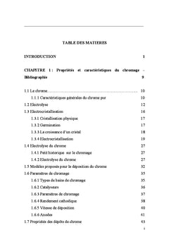 Propriétés de dépôts de chrome hexavalent