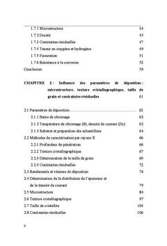Propriétés de dépôts de chrome hexavalent