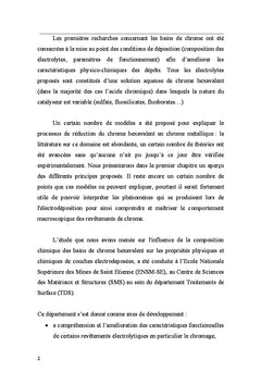 Propriétés de dépôts de chrome hexavalent