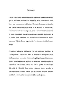 Contribution à l intégration de l éducation aux médias