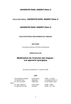 Modélisation de l évolution  des langues