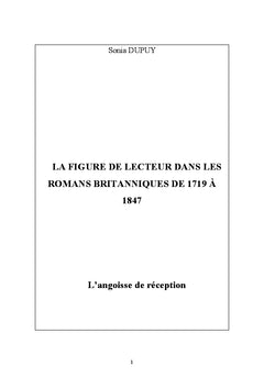 La figure de lecteur dans les romans britanniques de 1719 à 1847