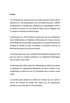 Pluies extrêmes et gestion de ruissellement à kinshasa-mont amba
