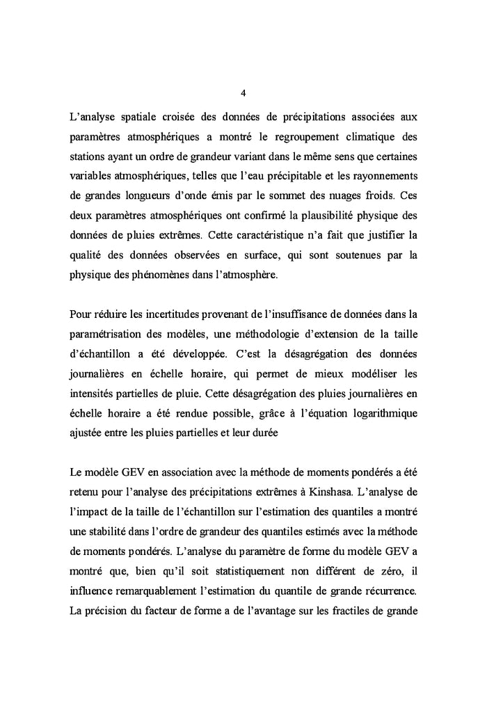 Pluies extrêmes et gestion de ruissellement à kinshasa-mont amba