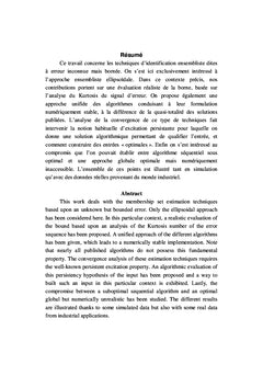 Contributions à l'identification ensembliste ellipsoïdale