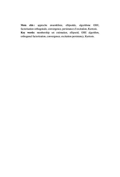Contributions à l'identification ensembliste ellipsoïdale