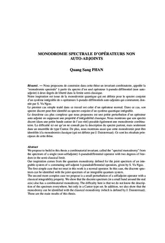 Monodromie spectrale d'opérateurs non auto-adjoints
