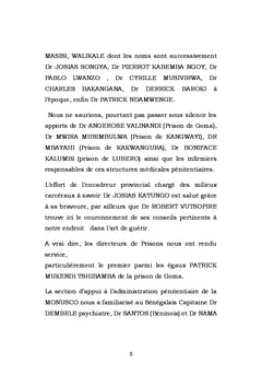 La médecine pénitentiaire,défi pour la RDC,cas de prisons du Nord-Kivu