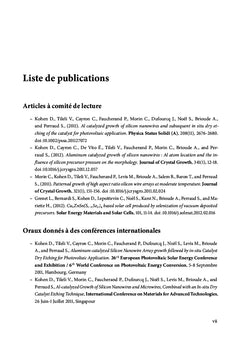 Nanofils de silicium pour applications photovoltaïques