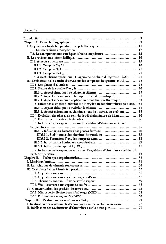 Corrosion à hautes températures d'aluminiures de titane