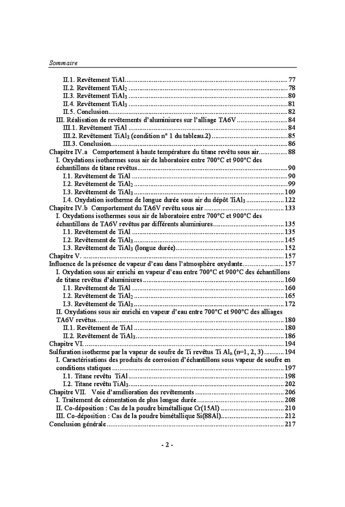 Corrosion à hautes températures d'aluminiures de titane