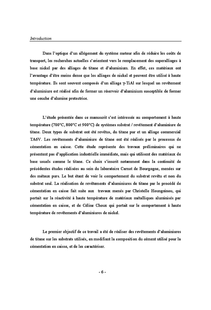 Corrosion à hautes températures d'aluminiures de titane