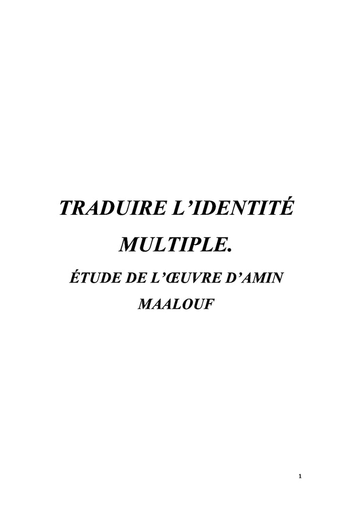 Traduire l'identité multiple