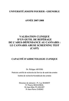 Validation clinique d'un questionnaire d'abus-dépendance au cannabis