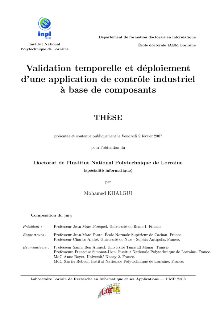 Application de contrôle industriel à base de composants