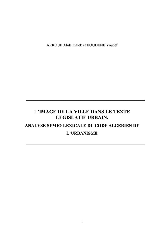 L'image de la ville dans le texte législatif urbain