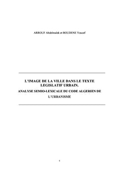 L'image de la ville dans le texte législatif urbain