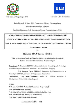 Etude des propriétés de agelanthus dodoneifolius (loranthaceae)