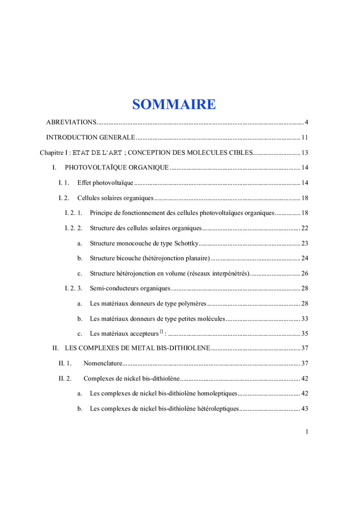 Etude de matériaux moléculaires pour application photovoltaïque