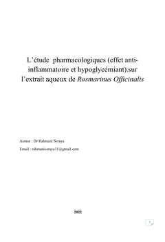 L'étude pharmacologiques (effet anti-inflammatoire et hypoglycémiant)