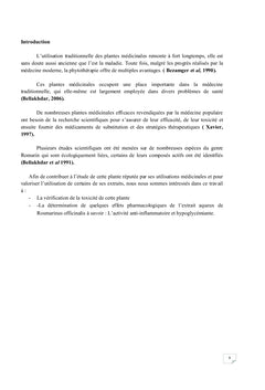 L'étude pharmacologiques (effet anti-inflammatoire et hypoglycémiant)
