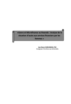 Genre et microfinance au Rwanda