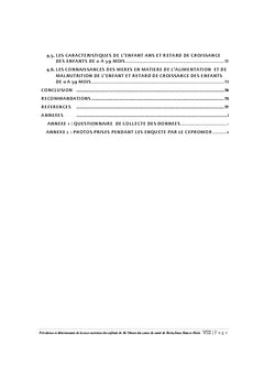 Prévalence et Déterminants de la Sous-Nutrition Infantile