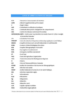 Prévalence et Déterminants de la Sous-Nutrition Infantile