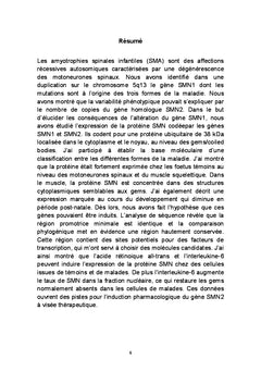 Expression des gènes smn1 et smn2 dans les amyotrophies spinales