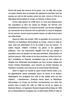 Vécu psychoaffectif des femmes victimes de violence sexuelle au Kivu