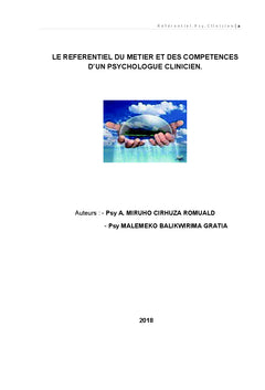 Référentiel du métier et des compétences d'un psychologue clinicien