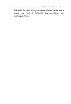 Référentiel du métier et des compétences d'un psychologue clinicien