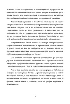 Influence des VBG sur la performance scolaire des apprenants