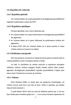 Influence des VBG sur la performance scolaire des apprenants