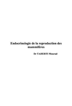 Endocrinologie de la reproduction des mammifères