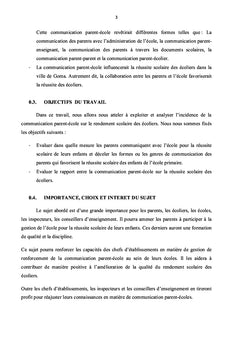 Communication parent-ecole et reussite des ecoliers