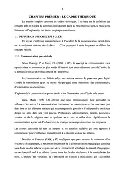 Communication parent-ecole et reussite des ecoliers