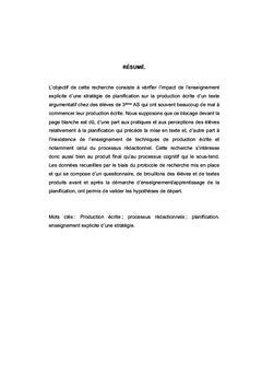 Apprendre à planifier pour mieux argumenter à l'écrit