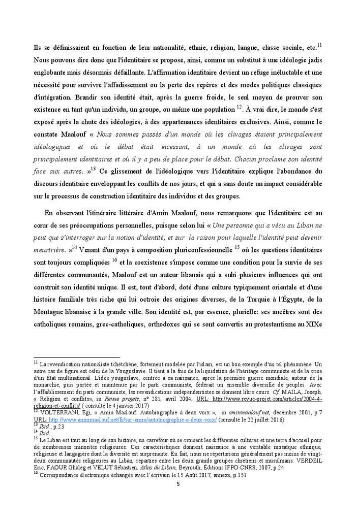 Le conflit identitaire chez Amin Maalouf