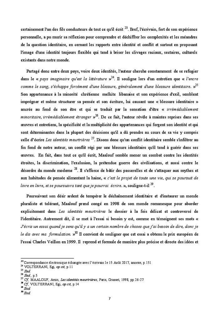 Le conflit identitaire chez Amin Maalouf